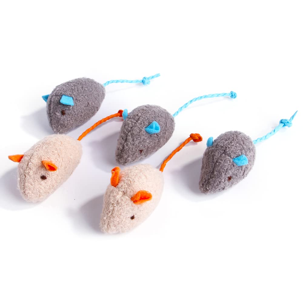 Q.Y.HOME Cat Toy Interactive Toy Plush Mouse Shaped Toy - (3 Pack)