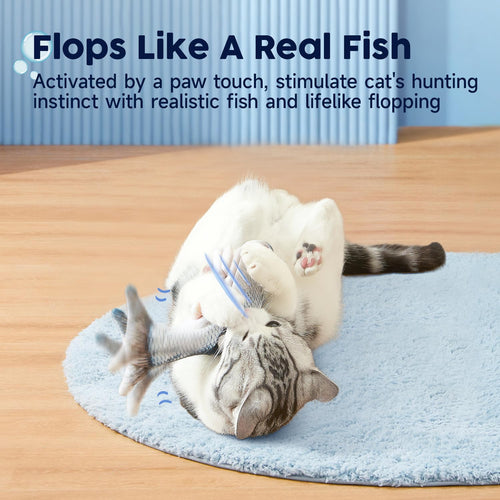 Potaroma Cat Toys Flopping Fish with Catnip, Moving Kitten Kicker, Floppy Wiggle Carp for Small Dogs, Interactive Motion Kitty Exercise, 10.5 Inches