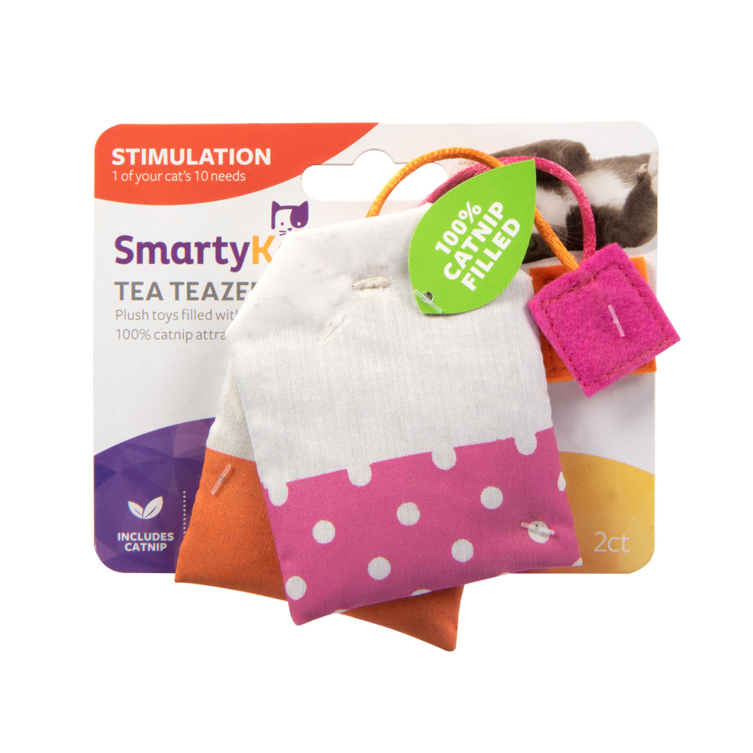 SmartyKat (2 Count Tea Teazers Catnip Cat Toys - Pink/Orange, 2 Count